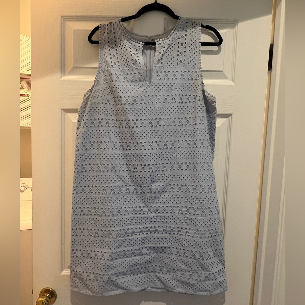 Loft light blue eyelet shift dress